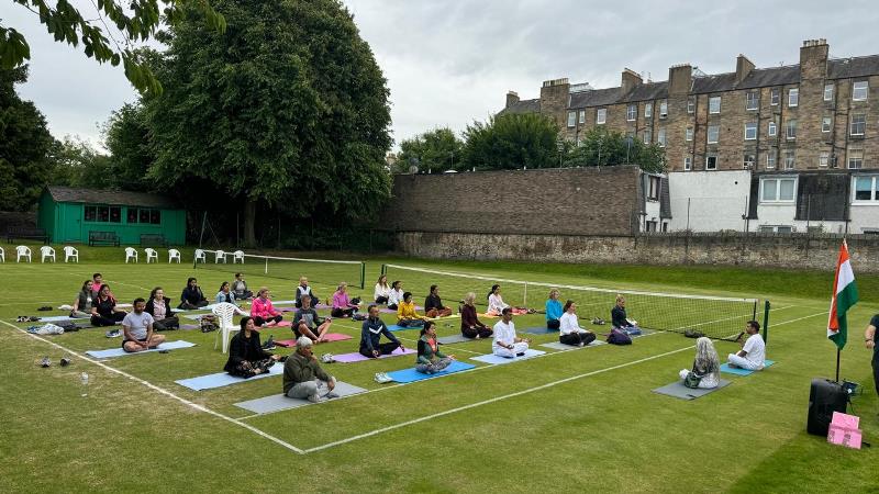 Celebrated International Day Of Yoga at Grange Cricket Club, Edinburgh